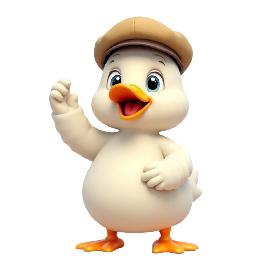 Adorable Cartoon Duck in a Hat